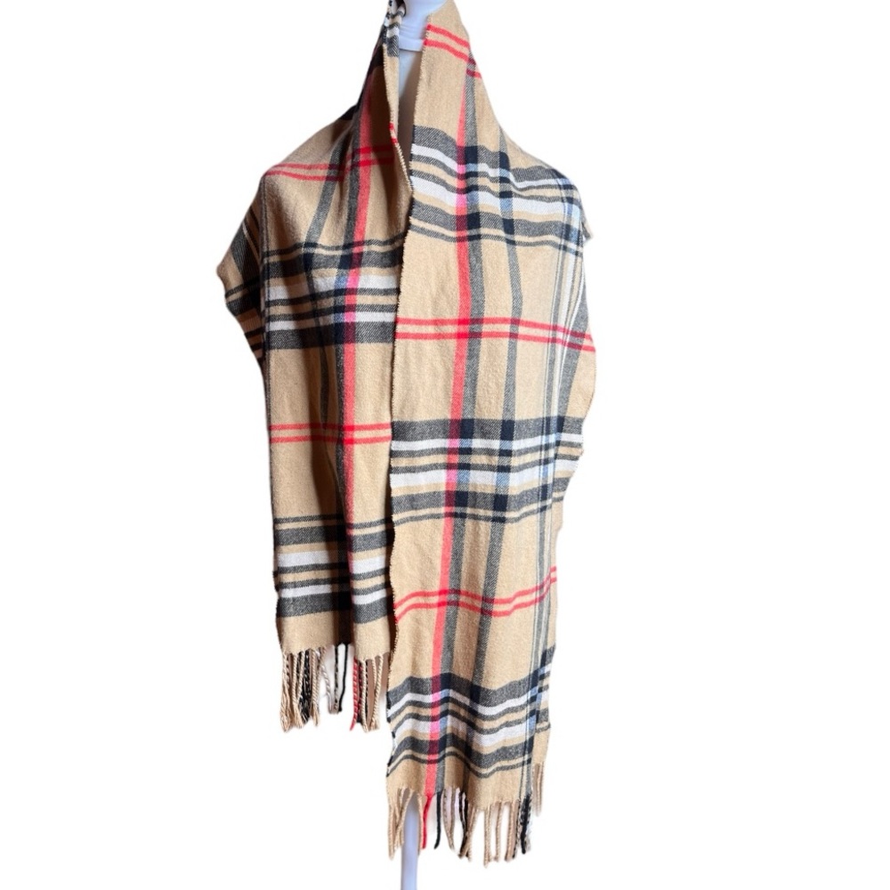 Plaid neutral scarf